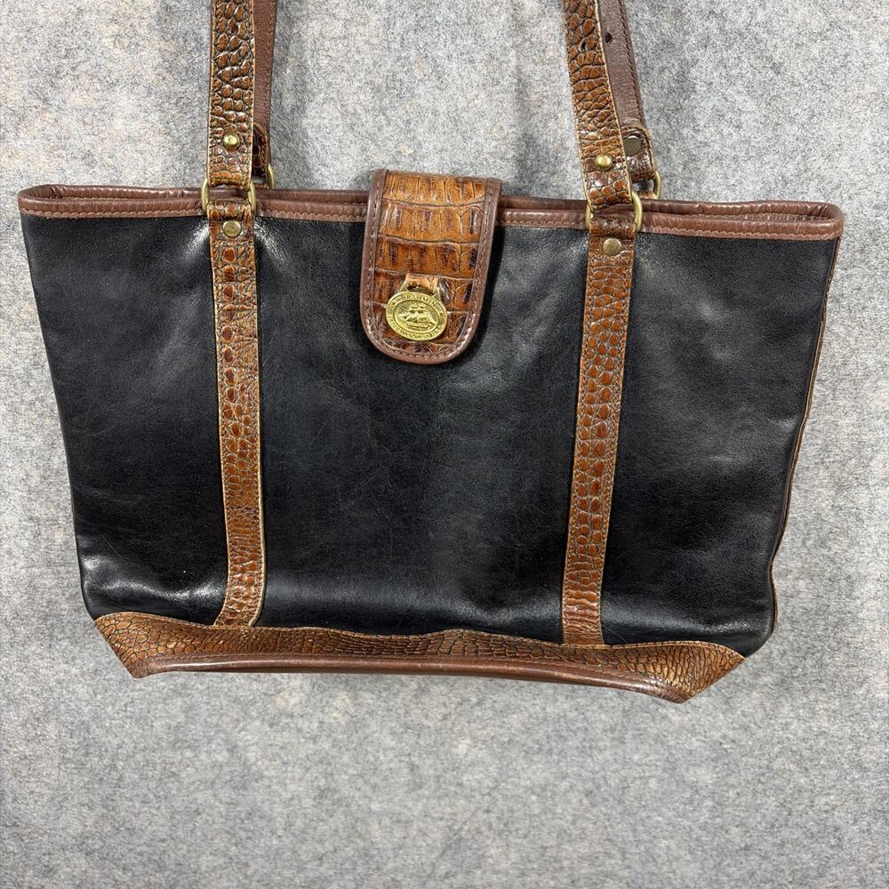 Vintage Brahmin brown & black‎ shoulder bag leather tote bag